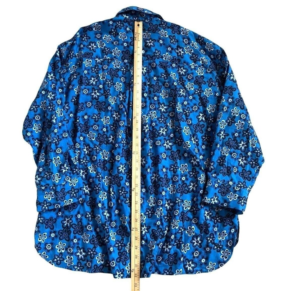 Marni Uniqlo Oversize Linen Floral Pattern Button Shirt Men M Blue Lightweight - Picture 11 of 12